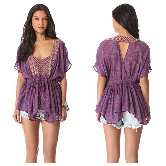 Free People Tops - Free People Garden of Eden Blouse Sz S Purple Top